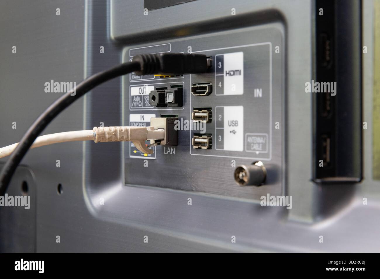 Smart TV Audioeingang und -Ausgang (optisch). Stockfoto