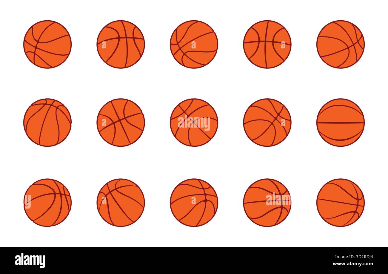 Sammlung von Basketballbällen Illustration, Basketballillustration, Basketball svg, Basketball Illustration, Basketballball Clipart, Basketbal Stock Vektor
