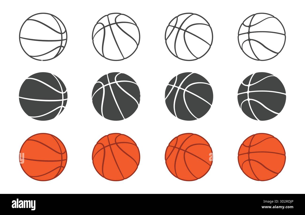 Basketball svg, Basketball Ball Bundle, Basketball Umriss, Basketball Illustration, Basketball Silhouette, Basketball Clipart, Basketball Ball Set. Stock Vektor