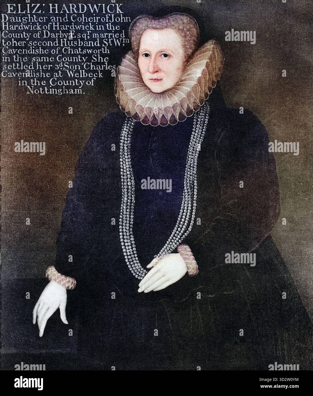 Elizabeth Talbot, Gräfin von Shrewsbury, um 1521–1608, bekannt als Bess of Hardwick. Digital restaurierte Reproduktion eines (farbigen) Originals aus dem 19. Jahrhundert. Historisch, exaktes Datum unbekannt. Stockfoto