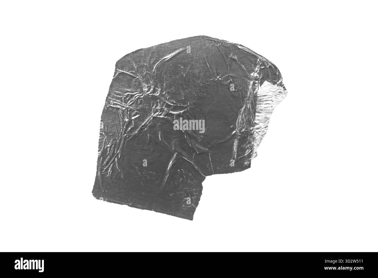 Gerissenes, aufgerissenes, klebriges Aluminiumfolienband isoliert Stockfoto