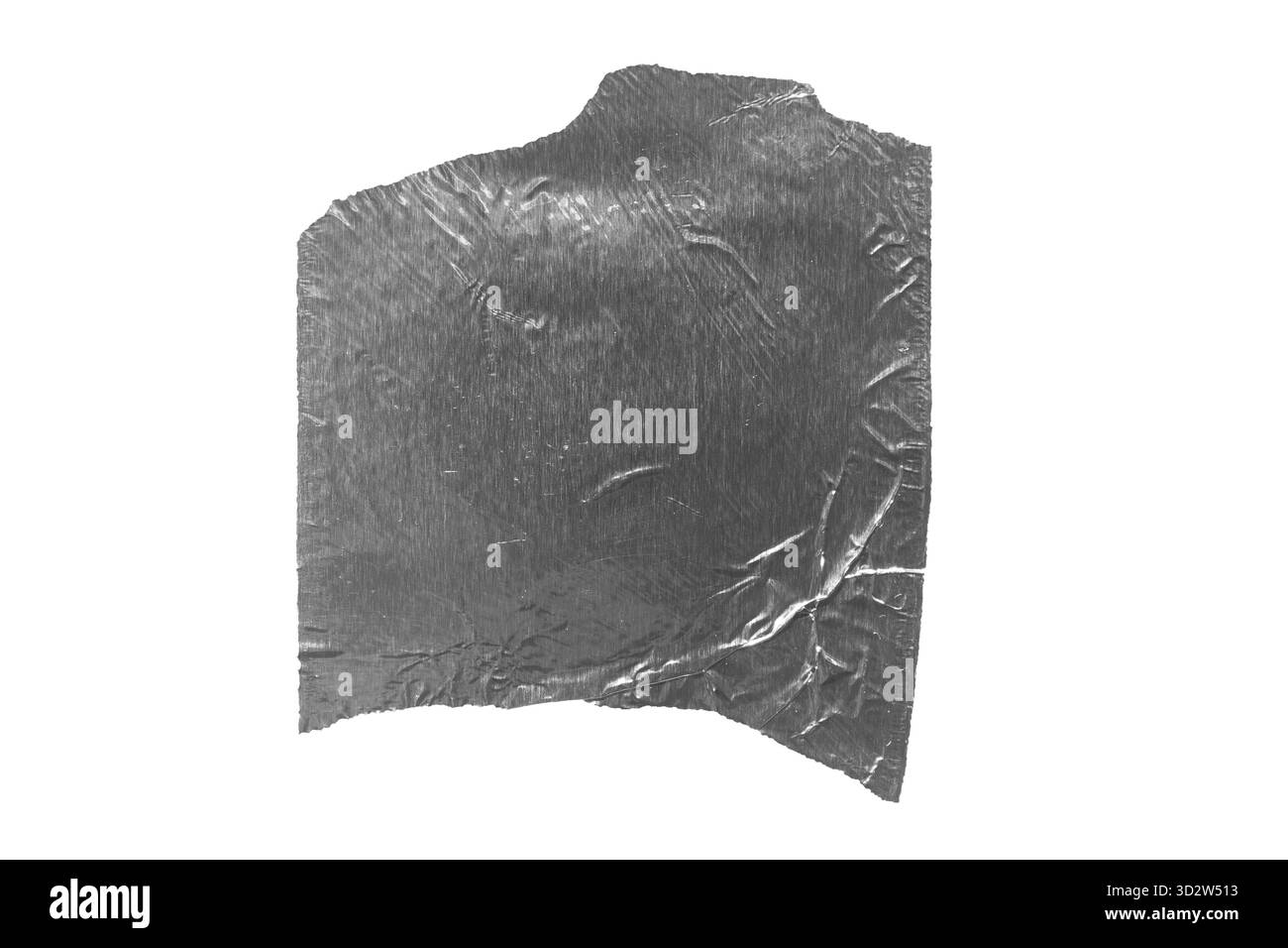 Gerissenes, aufgerissenes, klebriges Aluminiumfolienband isoliert Stockfoto