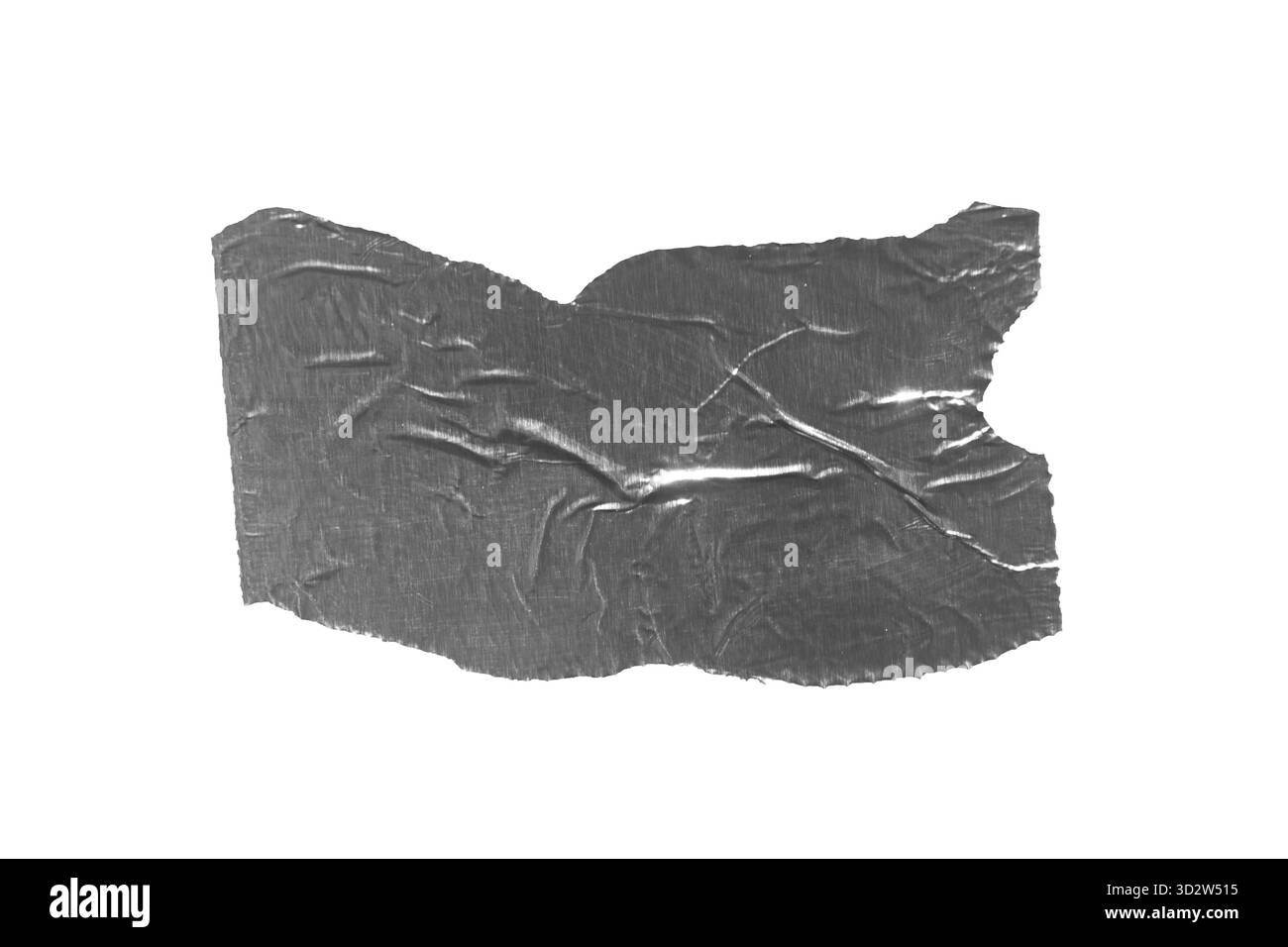 Gerissenes, aufgerissenes, klebriges Aluminiumfolienband isoliert Stockfoto