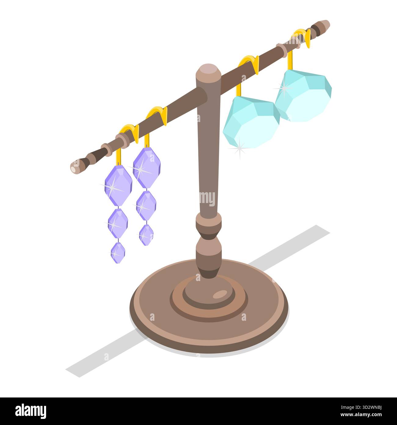 Isometrische flache 3D-Illustration des Schmuckgeschäfts, kostbare Accessoires. Punkt 3 Stockfoto