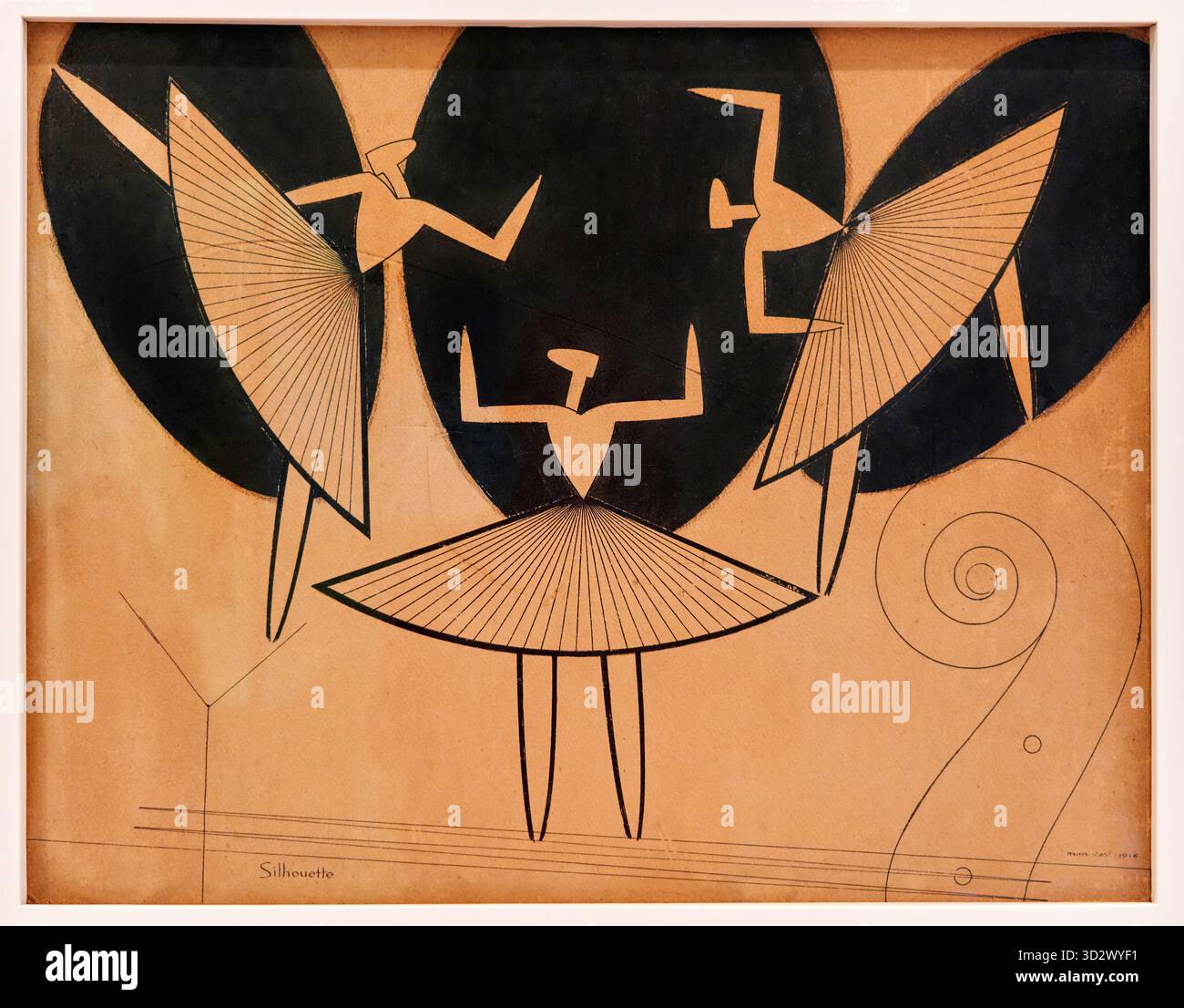 Man Ray (1890-1976), Silhouette, 1916, Indien-Tinte mit Holzkohleunterzeichnung auf Pappe, Peggy Guggenheim Collection Museum, Venedig, Venezia, Veneto Stockfoto