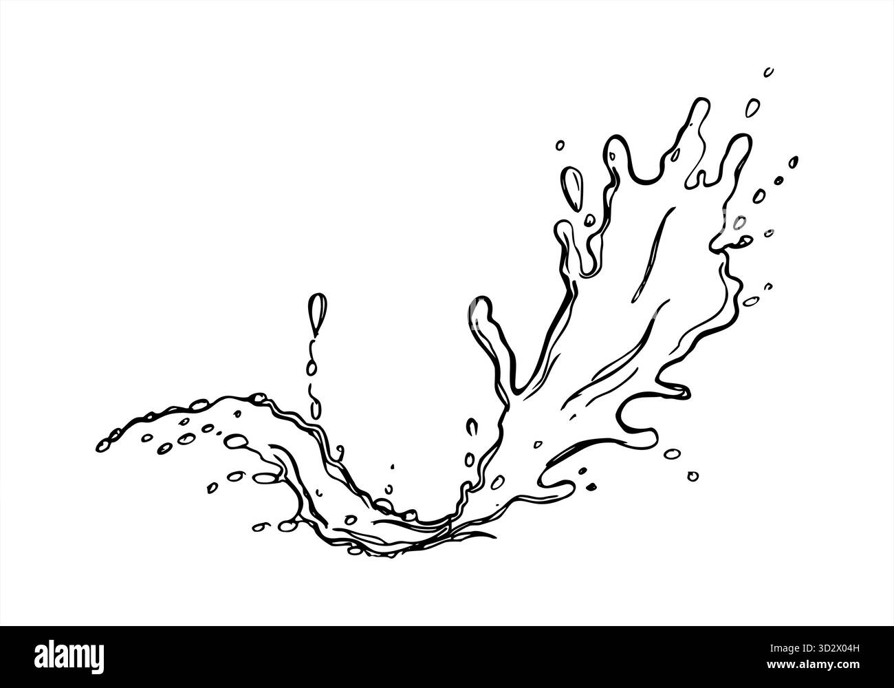 Spritzer Saft, Milch, Wein oder Schokolade mit fliegenden Tropfen Vektor monochrome isolierte Illustration. Spritzende flüssige Textur mit Blasen Stock Vektor