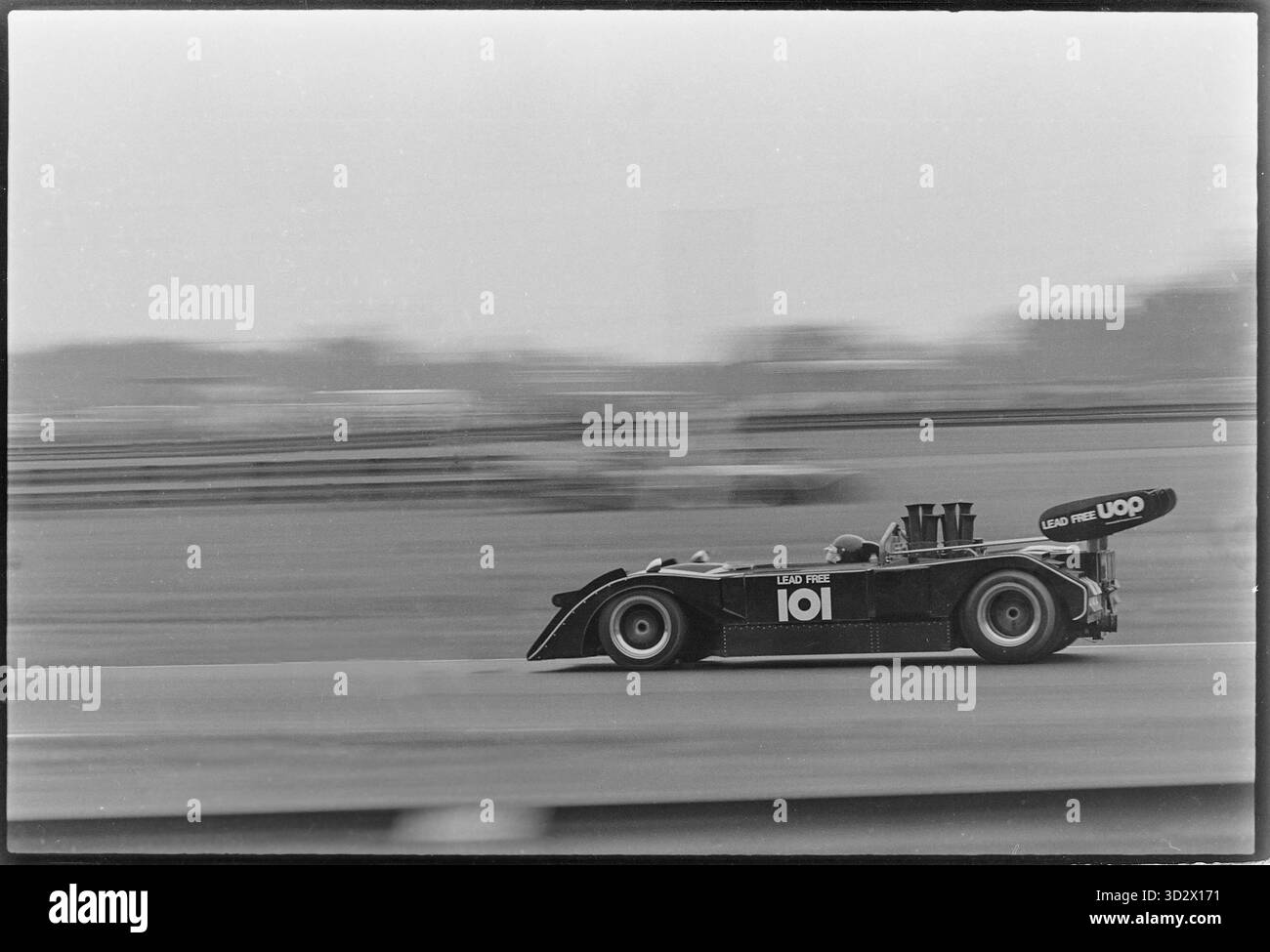 Der Shadow Mk3 Chevrolet, der von Jackie Oliver gefahren wird, erreicht beim Can-am-Rennen in Mid-Ohio am 6. August 1972 einen zweiten Platz. Foto: Ernie Mastroianni Stockfoto
