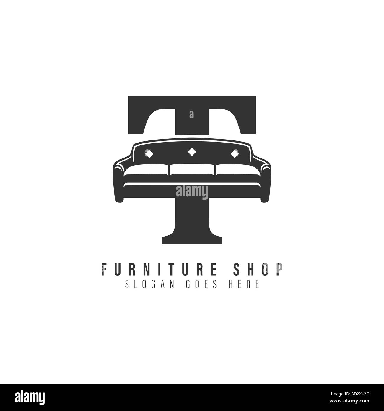 Design mit T-Logo. Symbol „T-Möbel“ Stock Vektor