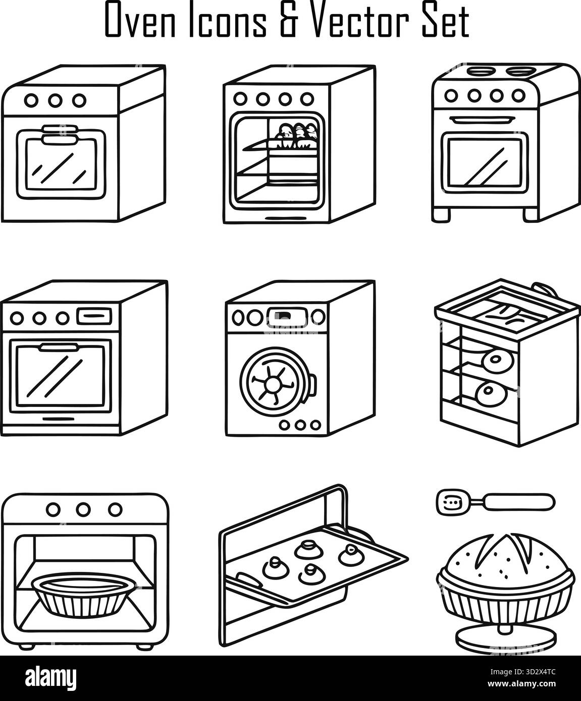 Modernes Backofen-Icons-Set Stock Vektor