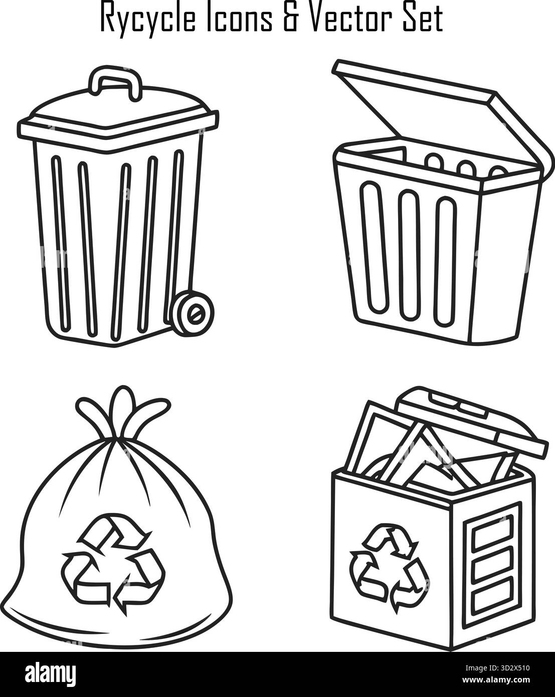 Recyceln Sie die Illustration der Symbole mit umweltfreundlichen und Nachhaltigkeitselementen Stock Vektor