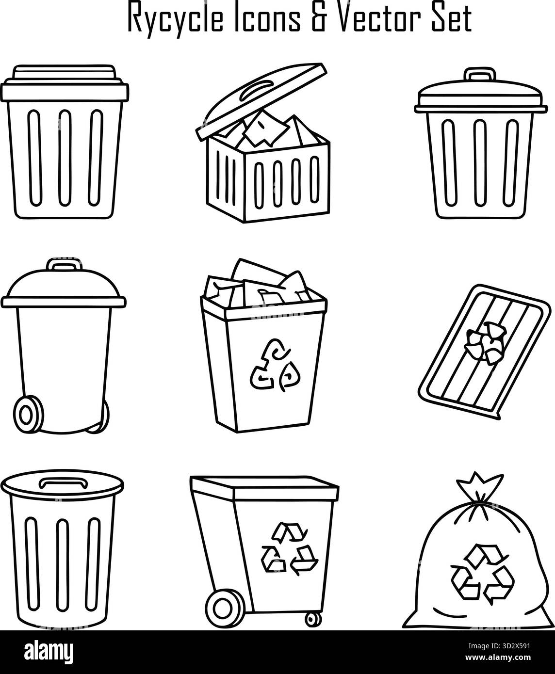 Recyceln Sie die Illustration der Symbole mit umweltfreundlichen und Nachhaltigkeitselementen Stock Vektor