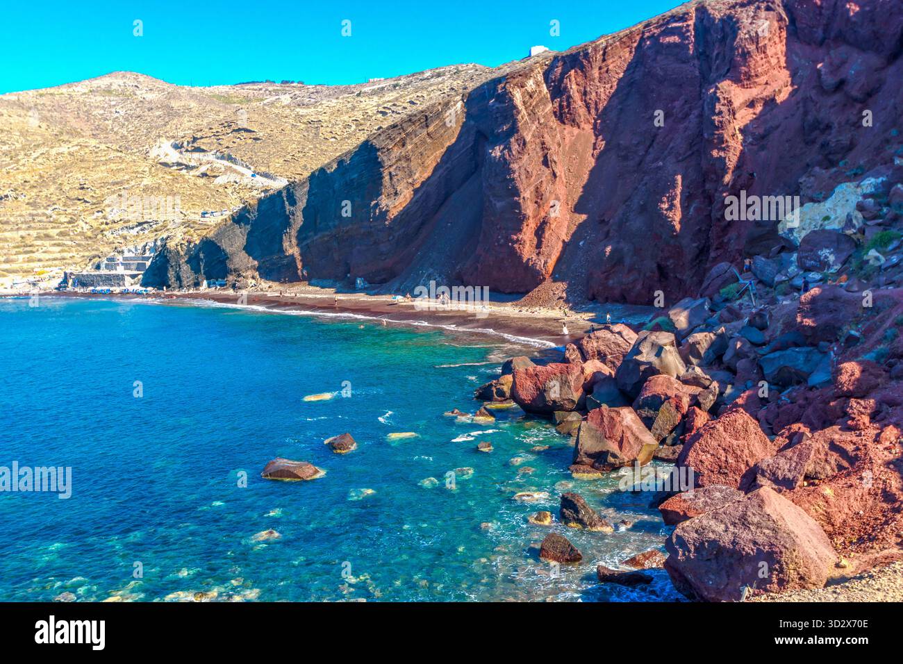 Der berühmte Rote Strand auf der griechischen Insel Santorin Stockfoto