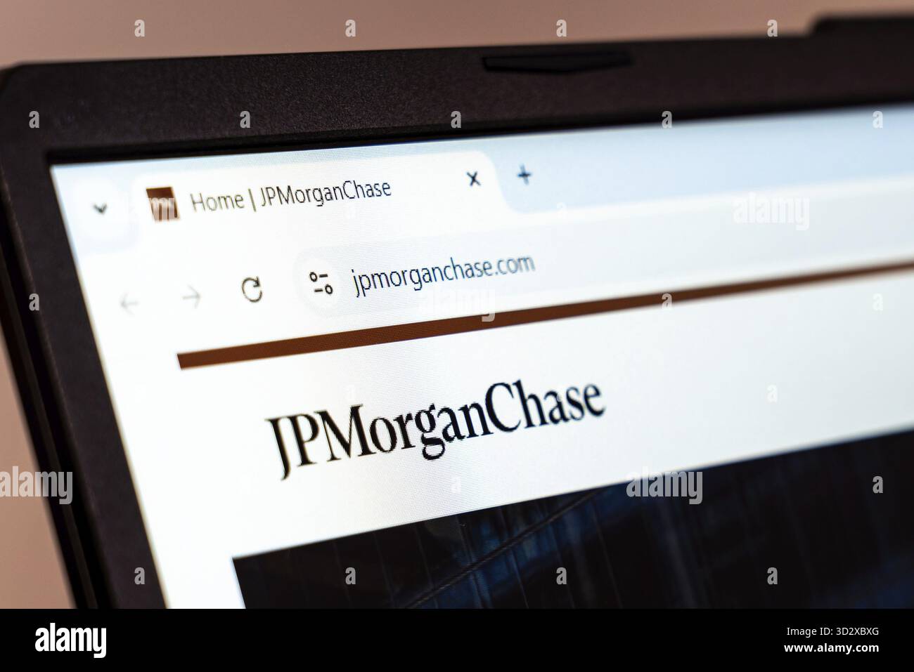 New York, USA – 20. Januar 2025: JPMorgan Chase Website, die Bank- und Finanzdienstleistungen auf einem Bildschirm anbietet Stockfoto