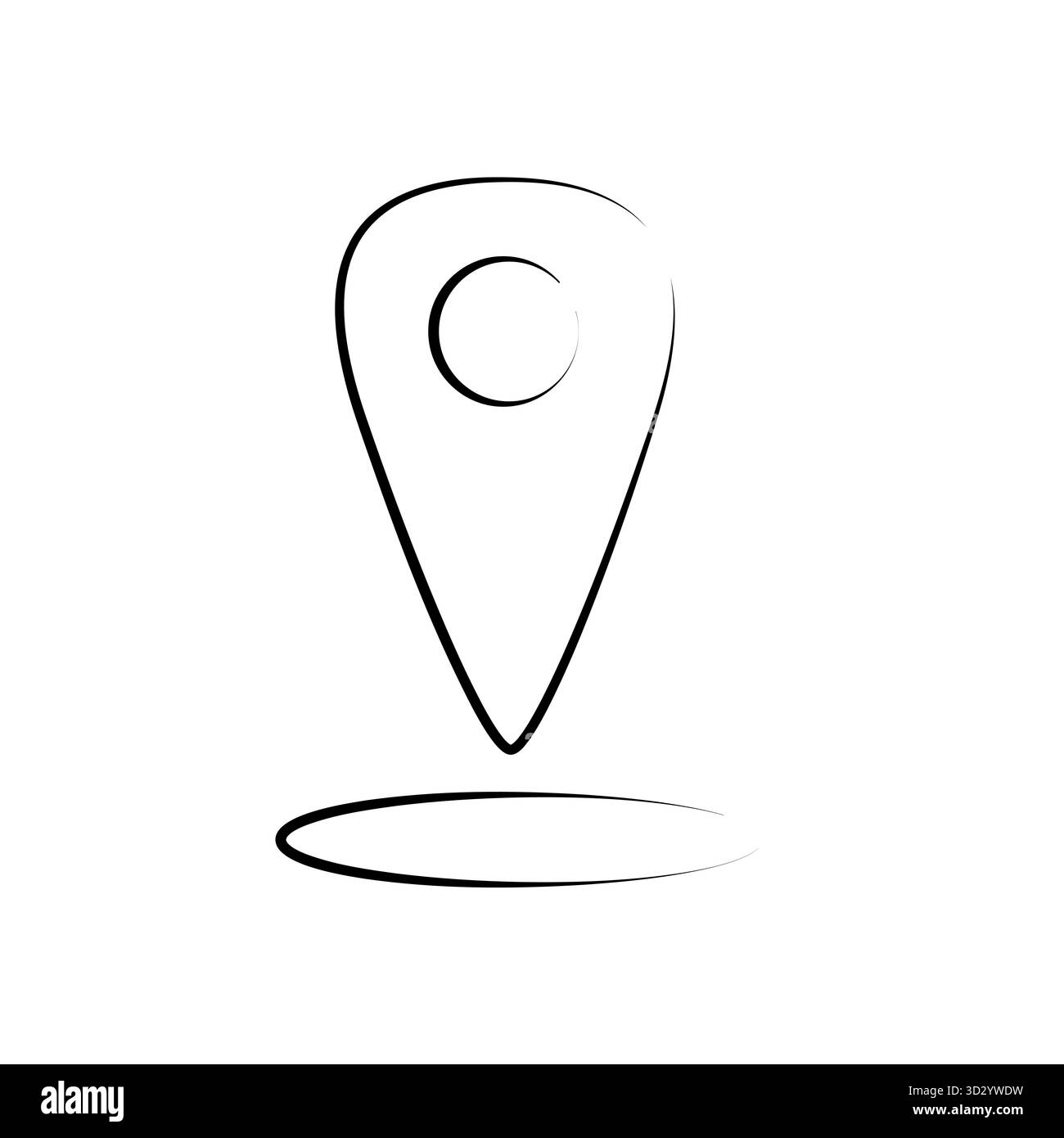 Minimalistisches Schwarz-weiß-Kartenmarkierungssymbol auf weißem Hintergrund. Stock Vektor