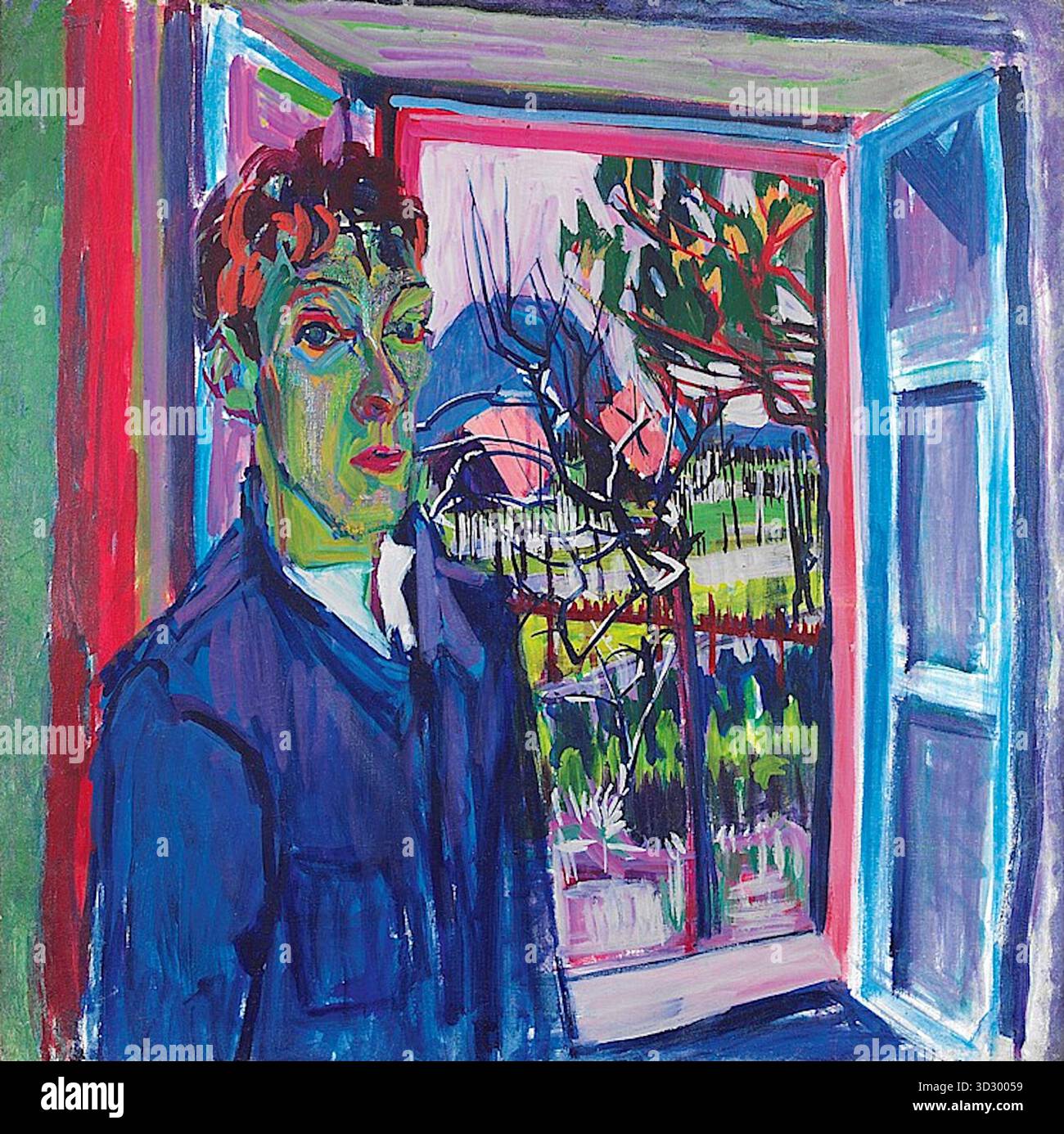 Albert Müller (1897-1926) - Selbstporträt - 1926 - das Gemälde zeichnet sich durch seine lebhafte Farbpalette und emotionale Intensität aus, die typisch für den expressionistischen Stil sind. Müller starb 1926 im Alter von 29 Jahren und war damit eines seiner letzten Werke. Stockfoto