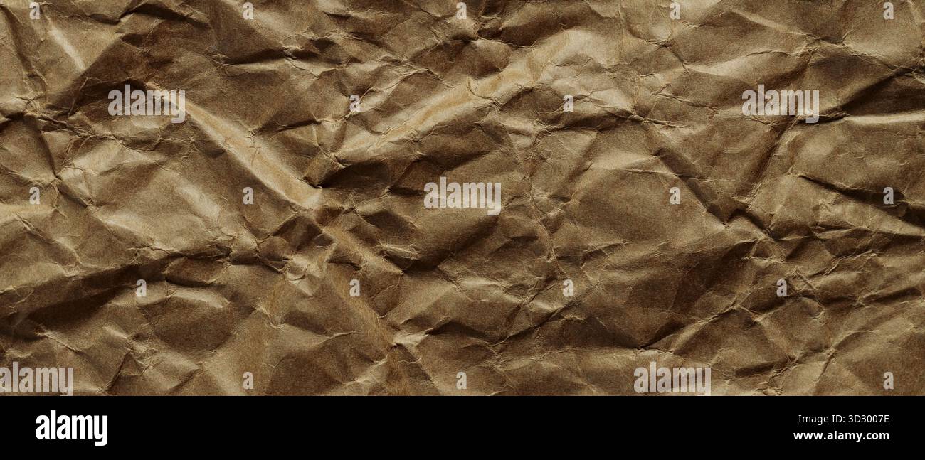Zerknittertes Braunes Papier Faltige Textur Abstrakter Hintergrund Stockfoto