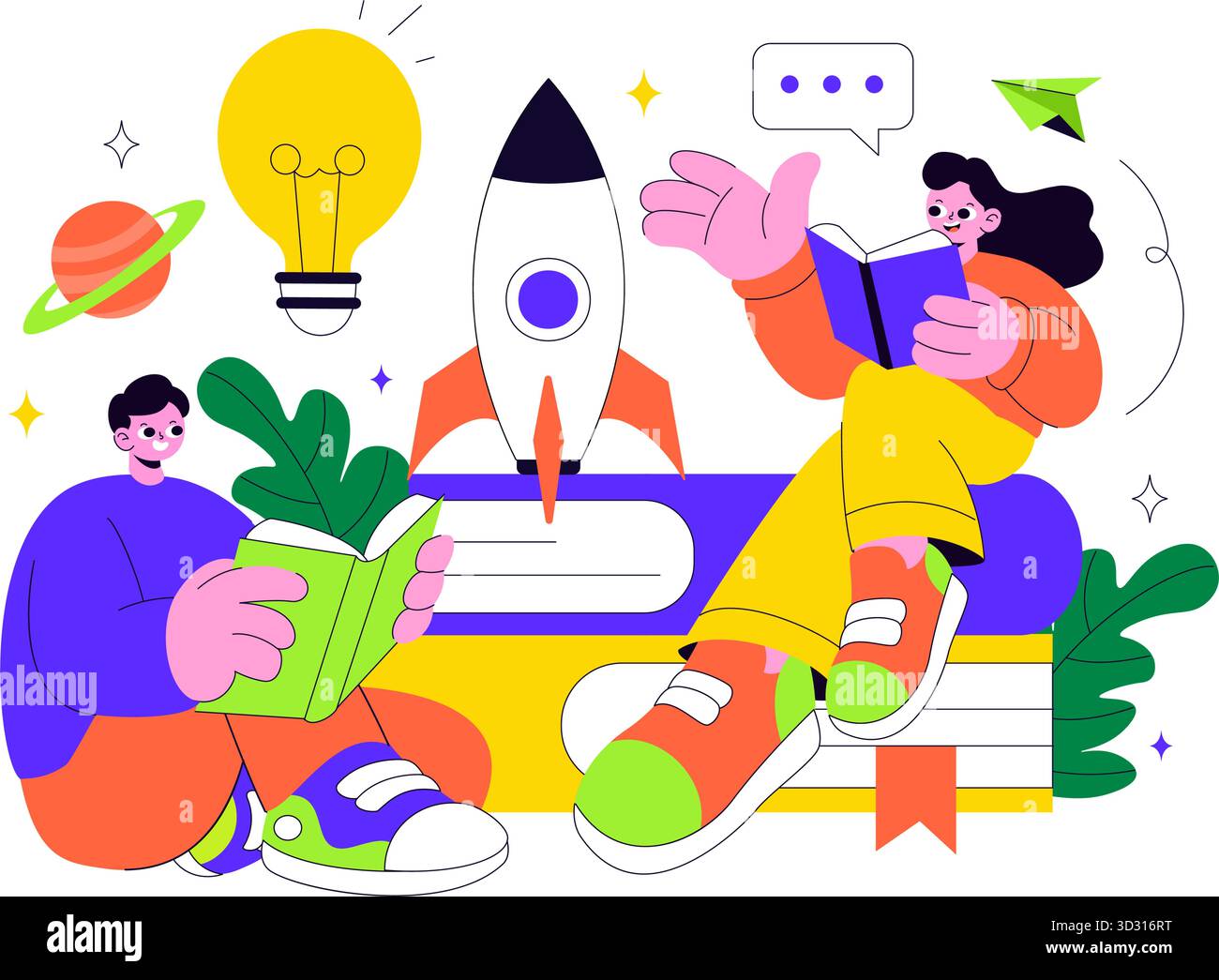 Buch Woche Veranstaltungen Vektor Illustration mit Menschen lesen und Studenten lernen Lehrbücher für Alphabetisierung in einem flachen Stil Cartoon Hintergrund Stock Vektor