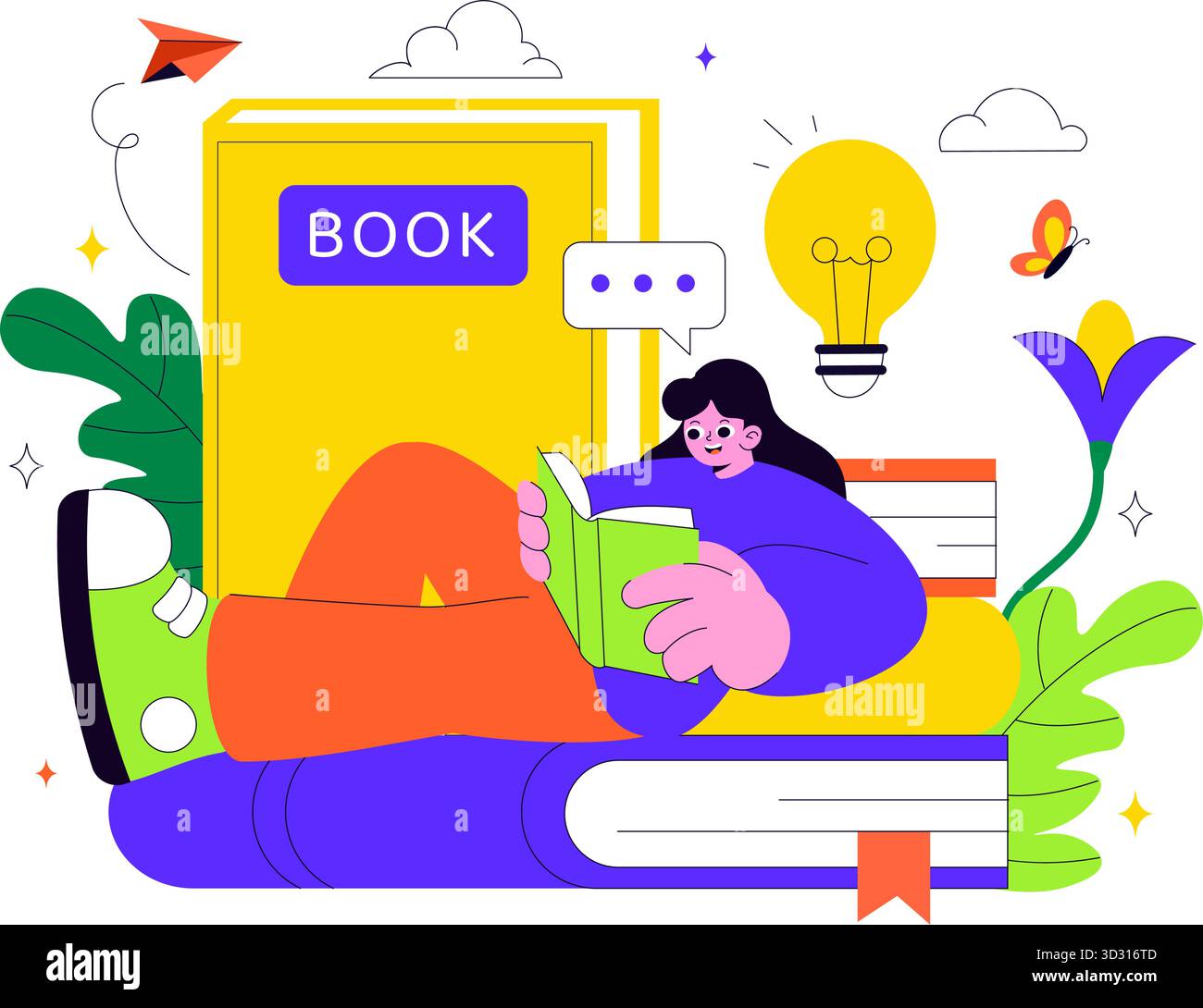 Buch Woche Veranstaltungen Vektor Illustration mit Menschen lesen und Studenten lernen Lehrbücher für Alphabetisierung in einem flachen Stil Cartoon Hintergrund Stock Vektor