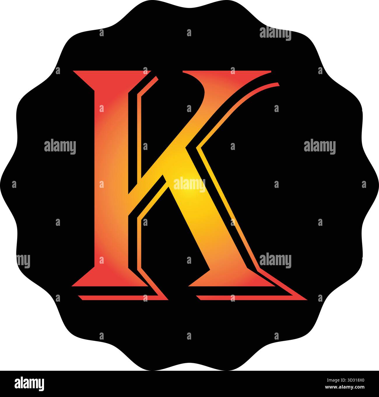 Verlaufsbuchstabe K Vektor | modernes Alphabet Design auf transparentem Hintergrund. Perfekt für Branding, Logos, Initialen, Poster und kreatives Alphabet. Stock Vektor