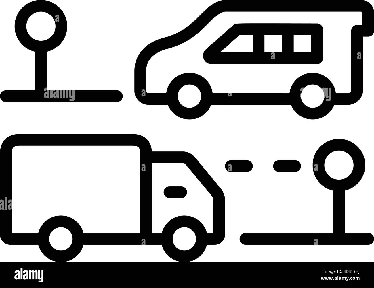 Symbol für Pendlerroute, Pendlerfahrt Stock Vektor