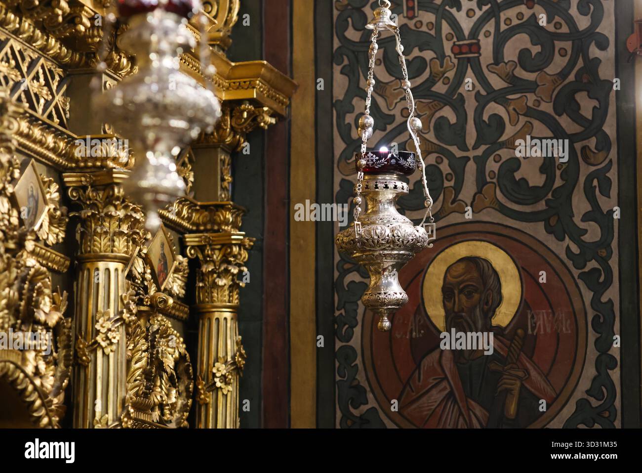 Details aus einer Rumänisch-orthodoxen Kirche. Stockfoto