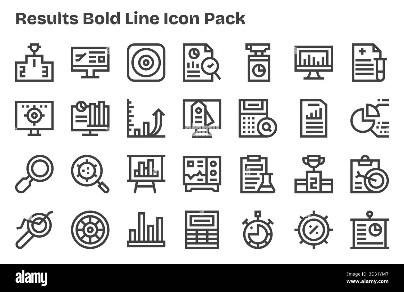 Entdecken Sie 28 Vektorsymbole im Stil Extra Bold Line, inspiriert von Ergebnissen. Perfekt für Web- und App-Schnittstellen. Stock Vektor