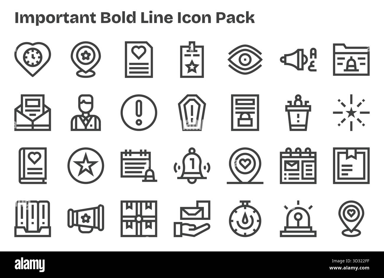 Vektorpaket mit 28 besonders fett formatierten Symbolen, inspiriert von wichtig, ideal für skalierbare und kreative Designarbeiten. Stock Vektor