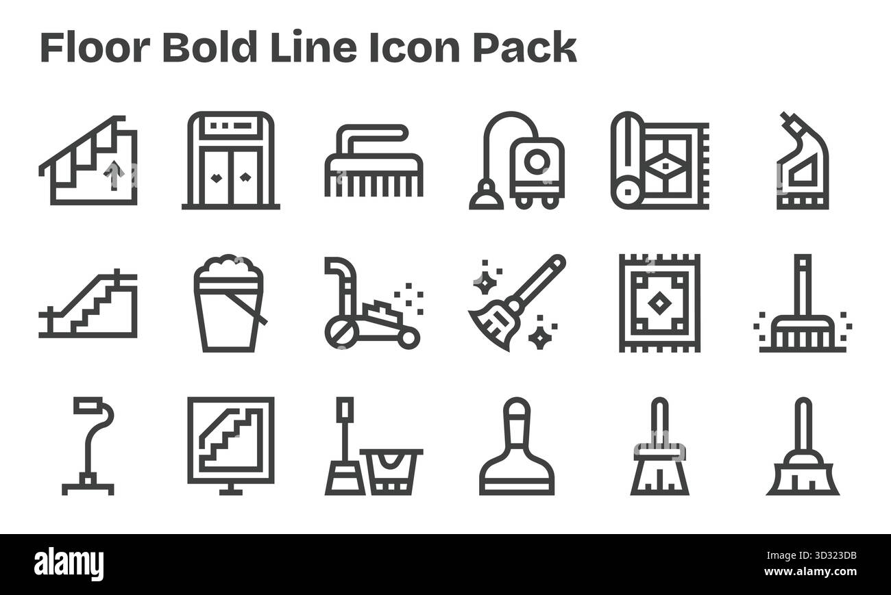 Vektor-Paket mit 18 Bold Line-Symbolen, inspiriert vom Boden, ideal für skalierbare und kreative Designarbeiten. Stock Vektor