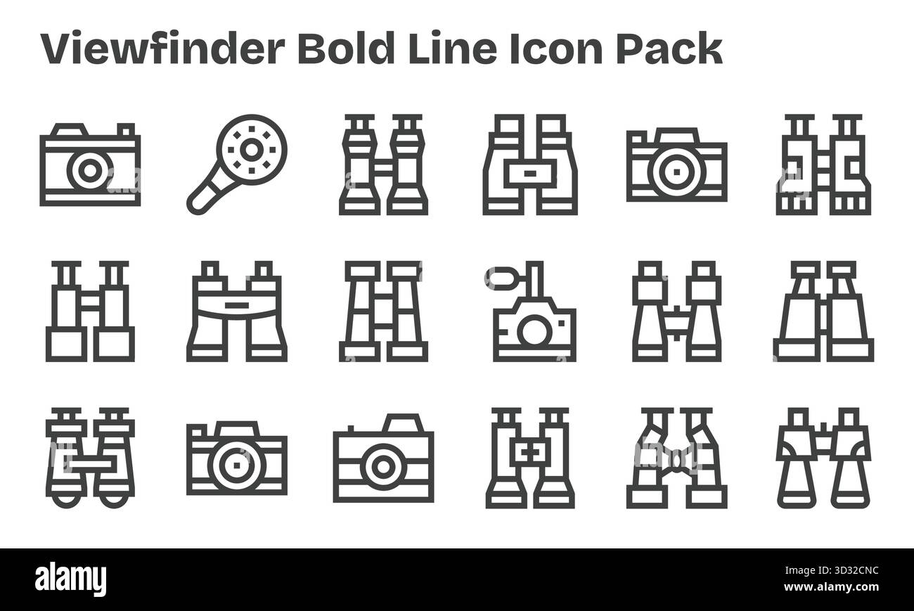 Diese Kollektion umfasst 18 Symbole im Stil der Bold Line, die speziell auf das Sucherdesign abgestimmt sind und sich hervorragend für digitales Design eignen. Stock Vektor