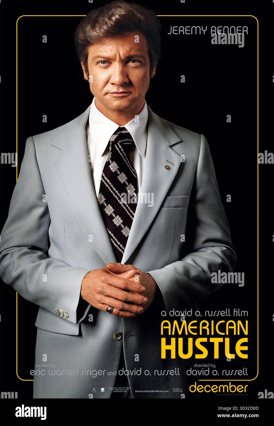 American Hustle (2013) unter der Regie von David O. Russell mit Jeremy Renner als Carmine Polito, einer leidenschaftlichen politischen Figur aus New Jersey, die in einer ausgeklügelten FBI-Operation mitgerissen wurde. NUR REDAKTIONELLE VERWENDUNG. Quelle: BFA / Columbia Pictures Stockfoto