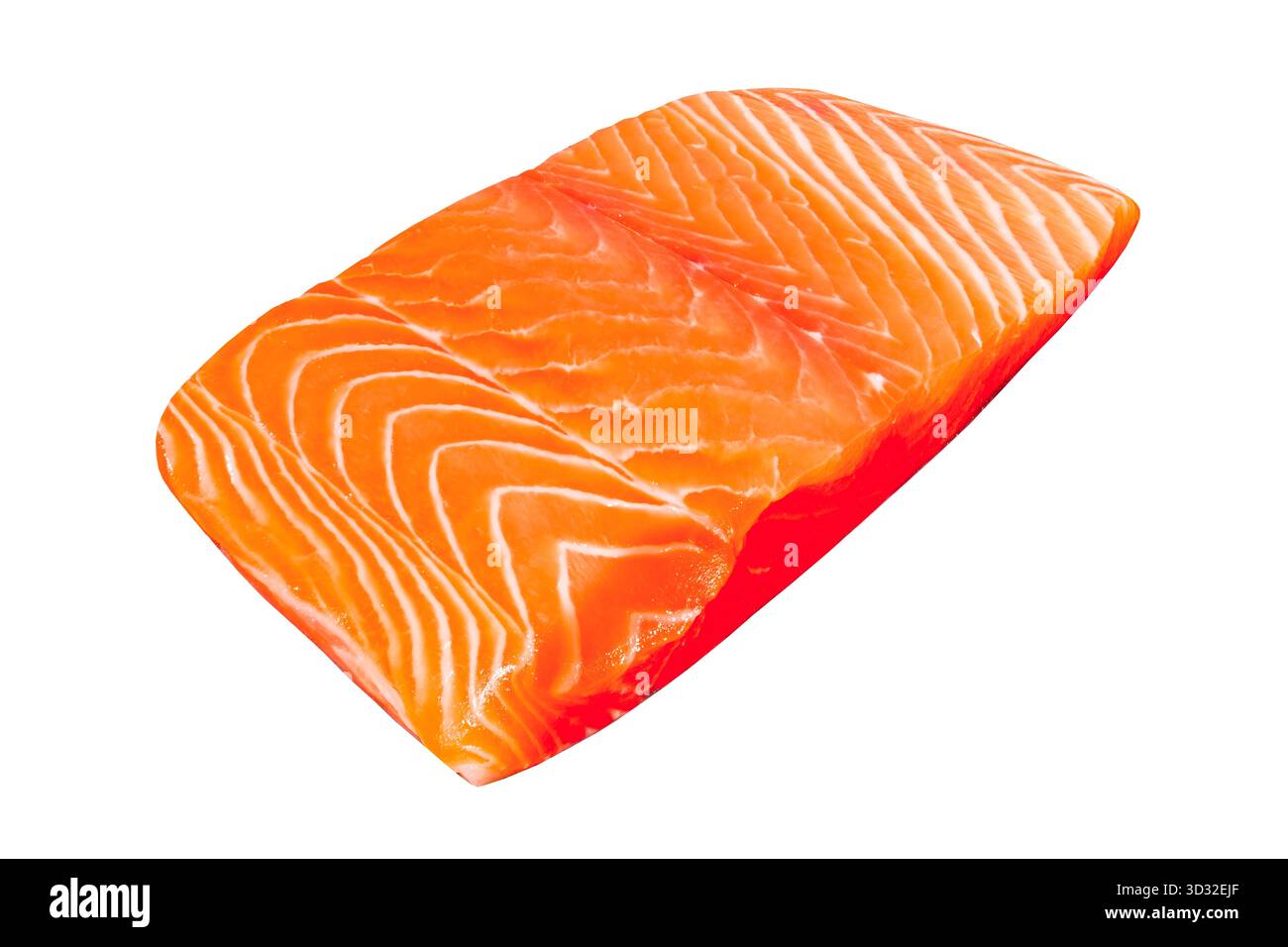 Lachsfilet, eins, isoliert auf weißem Hintergrund mit Beschneidungspfad Stockfoto