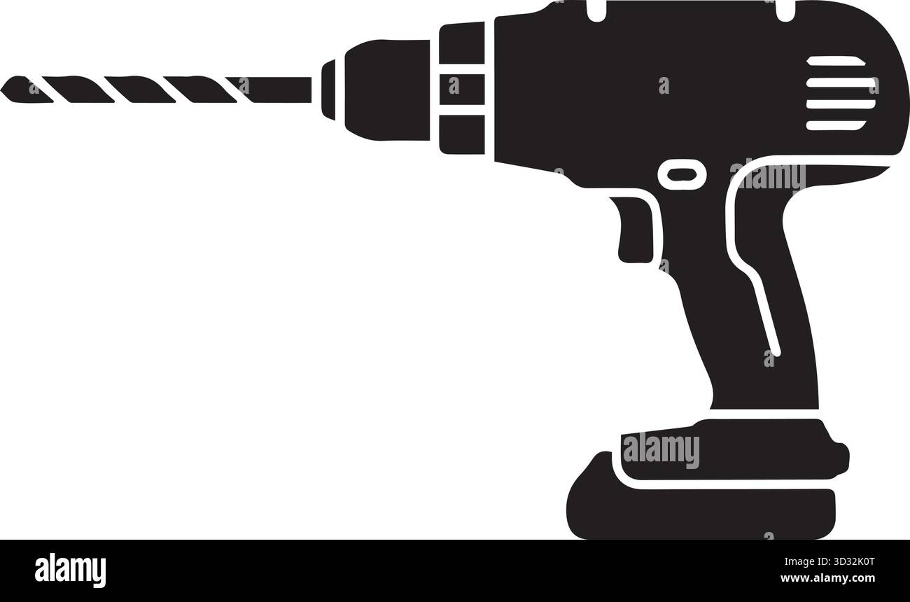 Akku-Bohrmaschine für Heimwerkerarbeit und Bauwesen Stock Vektor