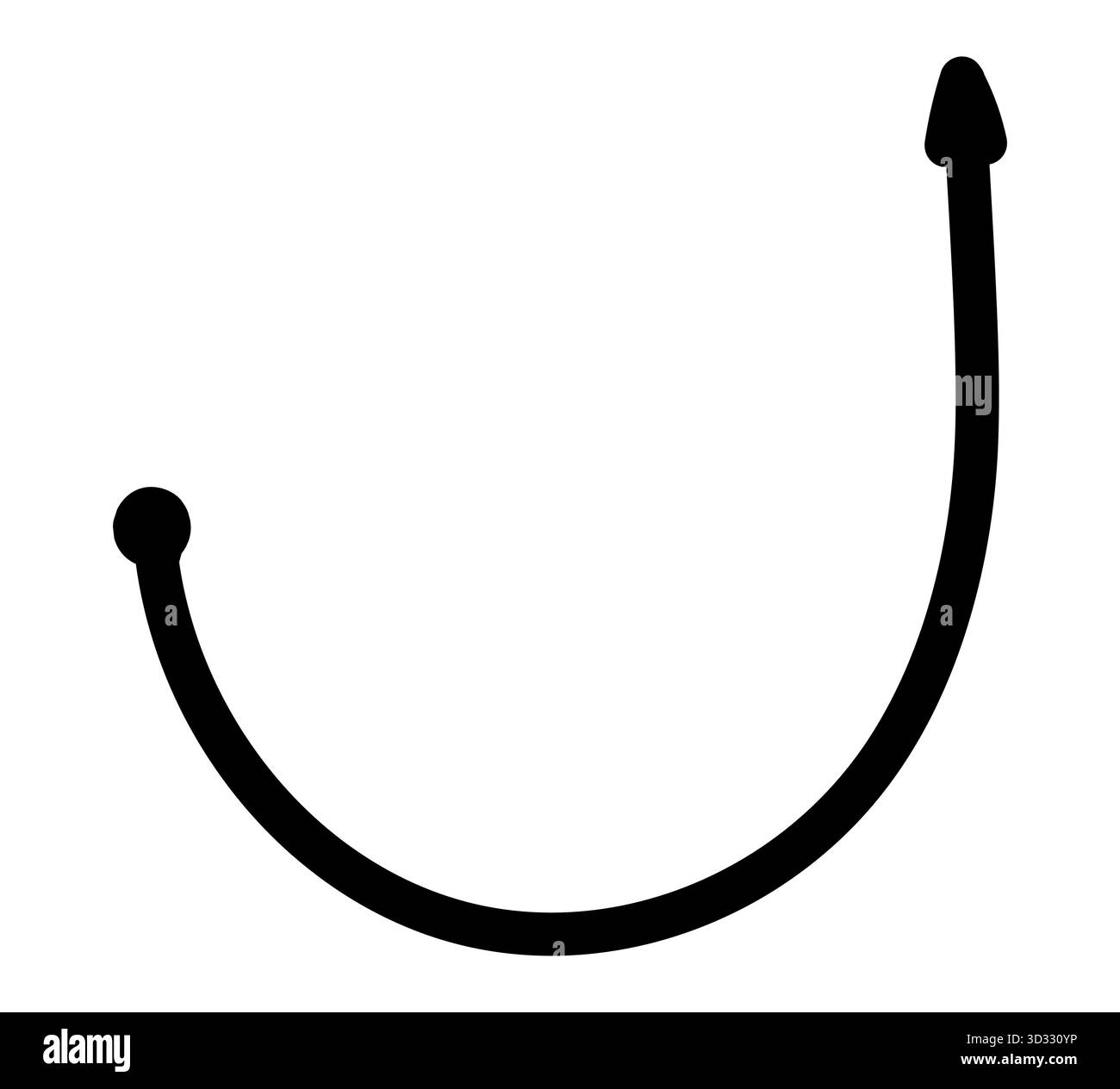 Handgezeichneter geschwungener Pfeil auf weißem Hintergrund für kreatives Design Stock Vektor