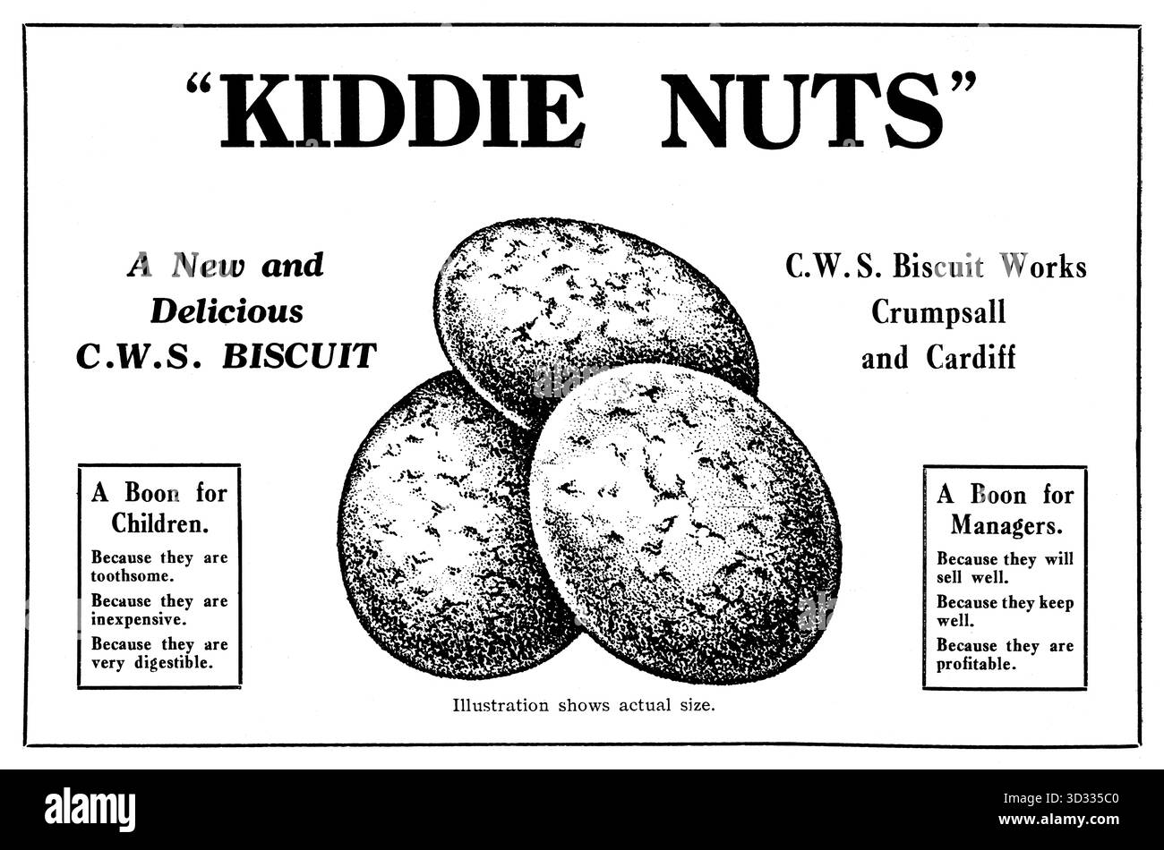 CWS Biscuit Works, Werbung für Kiddie Nuts Biscuit von 1926 Co-operative Society „The Producer“ Magazin Stockfoto