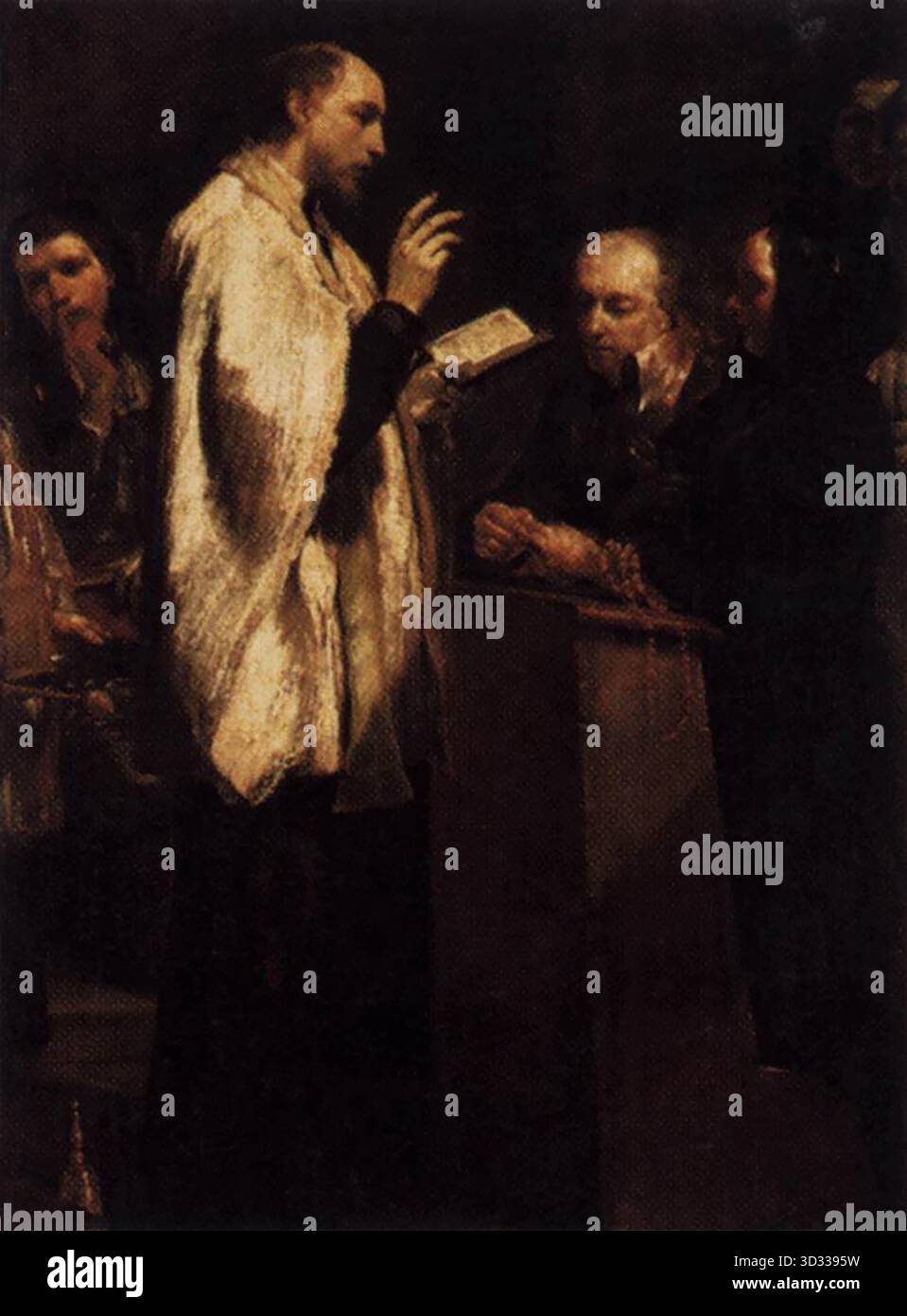 CRESPI, Giuseppe Maria (* 1665, Bologna, d. 1747, Bologna) Ehe 1712 Öl auf Leinwand, 127 x 94 cm Edelsteingalerie, Dresden dieses Gemälde gehört zu einer Serie von Crespi, die die sieben Sakramente als einzelne Szenen darstellt: Taufe, Beichte, Bestätigung, Kommunion, extreme Salbung, Ordination und Ehe. --- Schlüsselwörter: ----------------- Autor: CRESPI, Giuseppe Maria Titel: Ehe Zeitlinie: 1701-1750 Schule: Italienisch Form: Malerei Art: Religiös Stockfoto