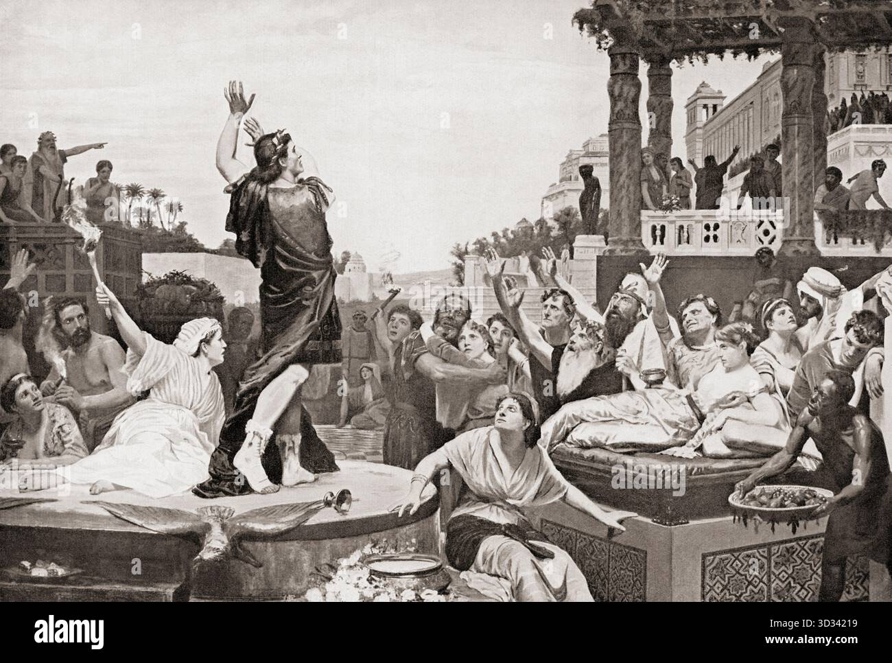 Alexander der große zündet 330 v. Chr. den alten Palast der persischen Könige in Persepolis an. Alexander III. Von Mazedonien, 356 v. Chr. – 323 v. Chr., auch bekannt als Alexander der große, König von Mazedonien. Stockfoto