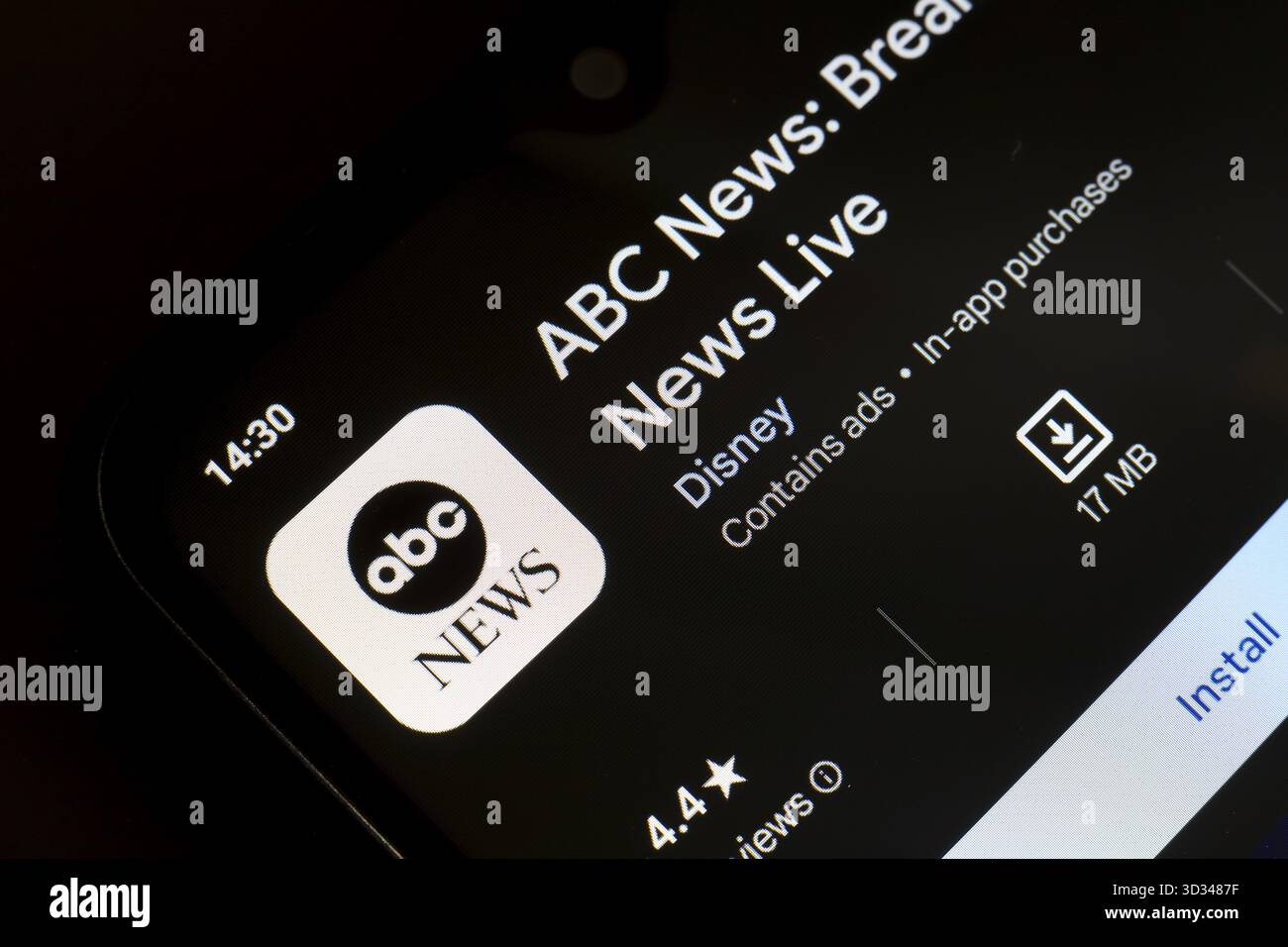 November 2024, Brasilien. In dieser Fotoabbildung wird das ABC News App-Logo auf einem Smartphone-Bildschirm angezeigt Stockfoto