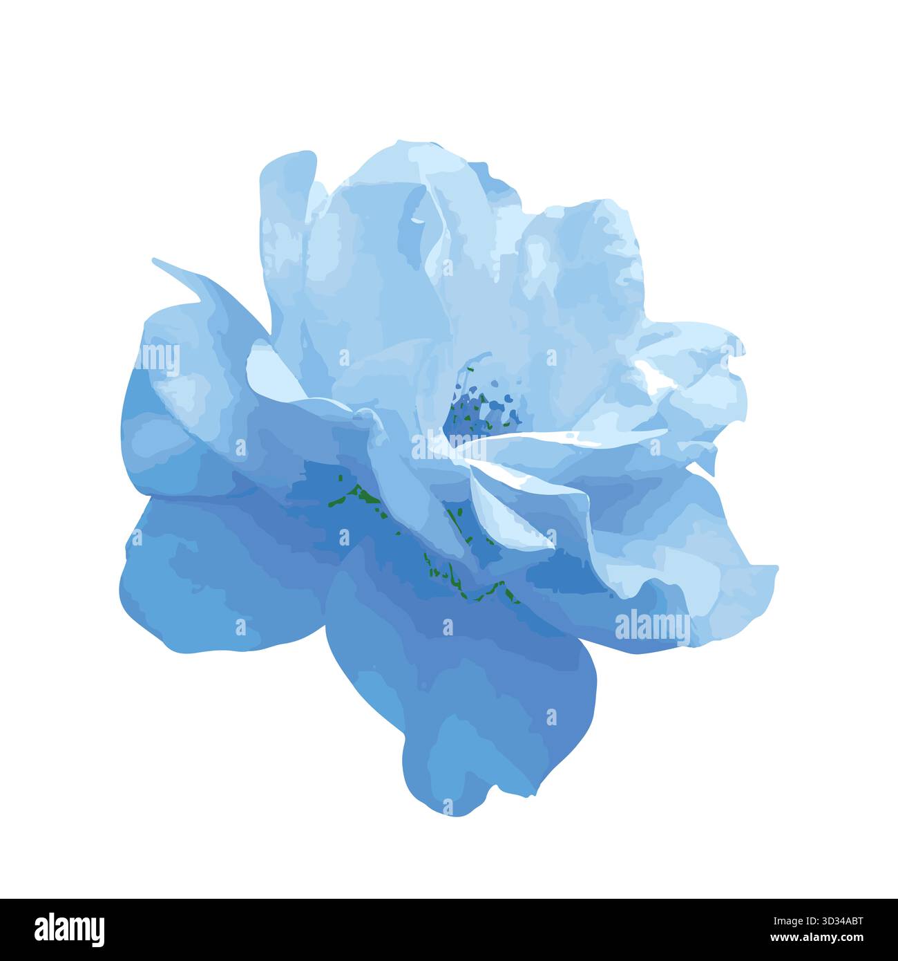 Aquarellrosenblume isoliert auf weißem Hintergrund Stockfoto