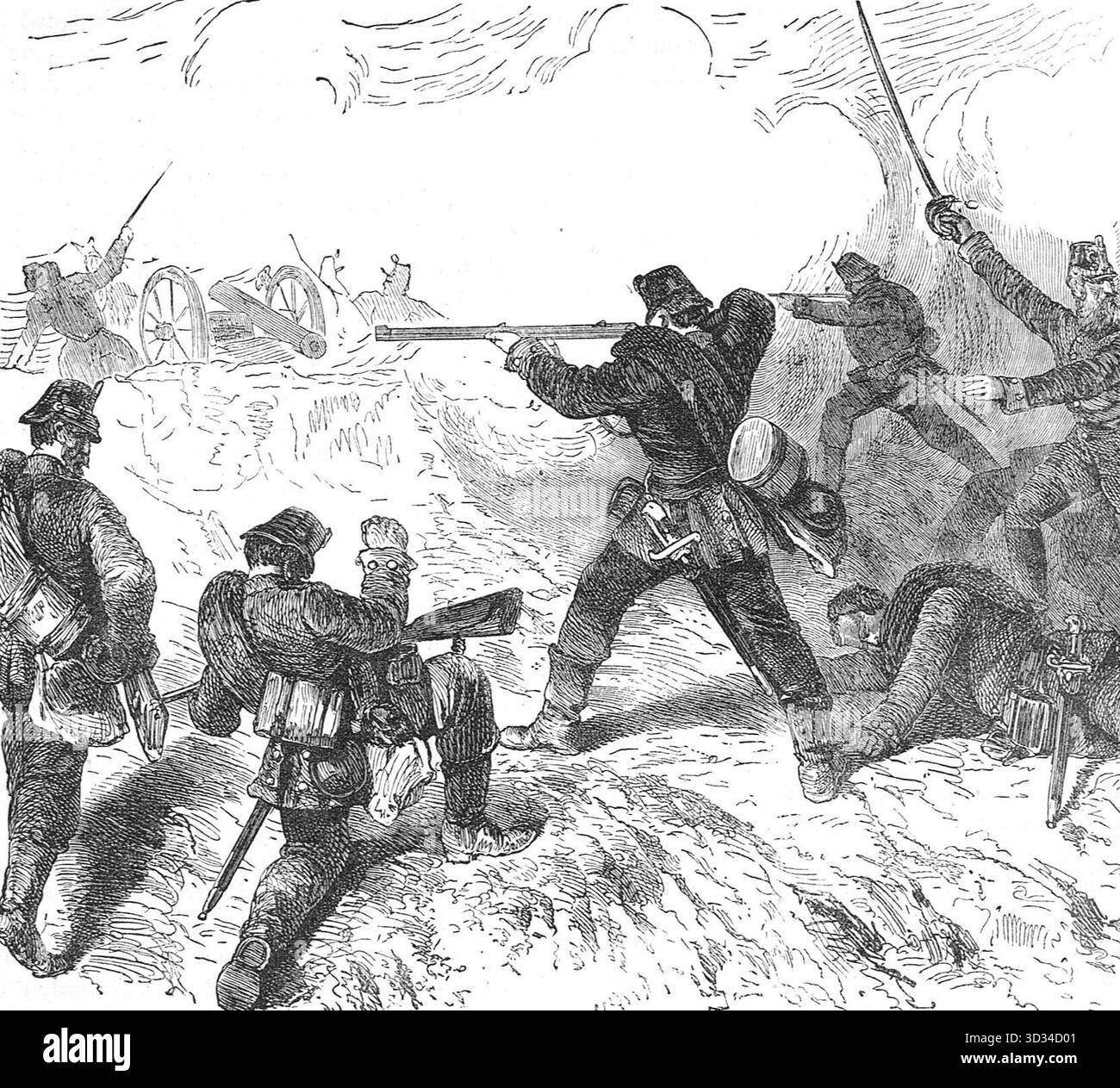 Angriff auf eine französische Batterie in der Schlacht von Sedan vom 1. Bis 2. September 1870 während des Deutsch-Französischen Krieges Stockfoto