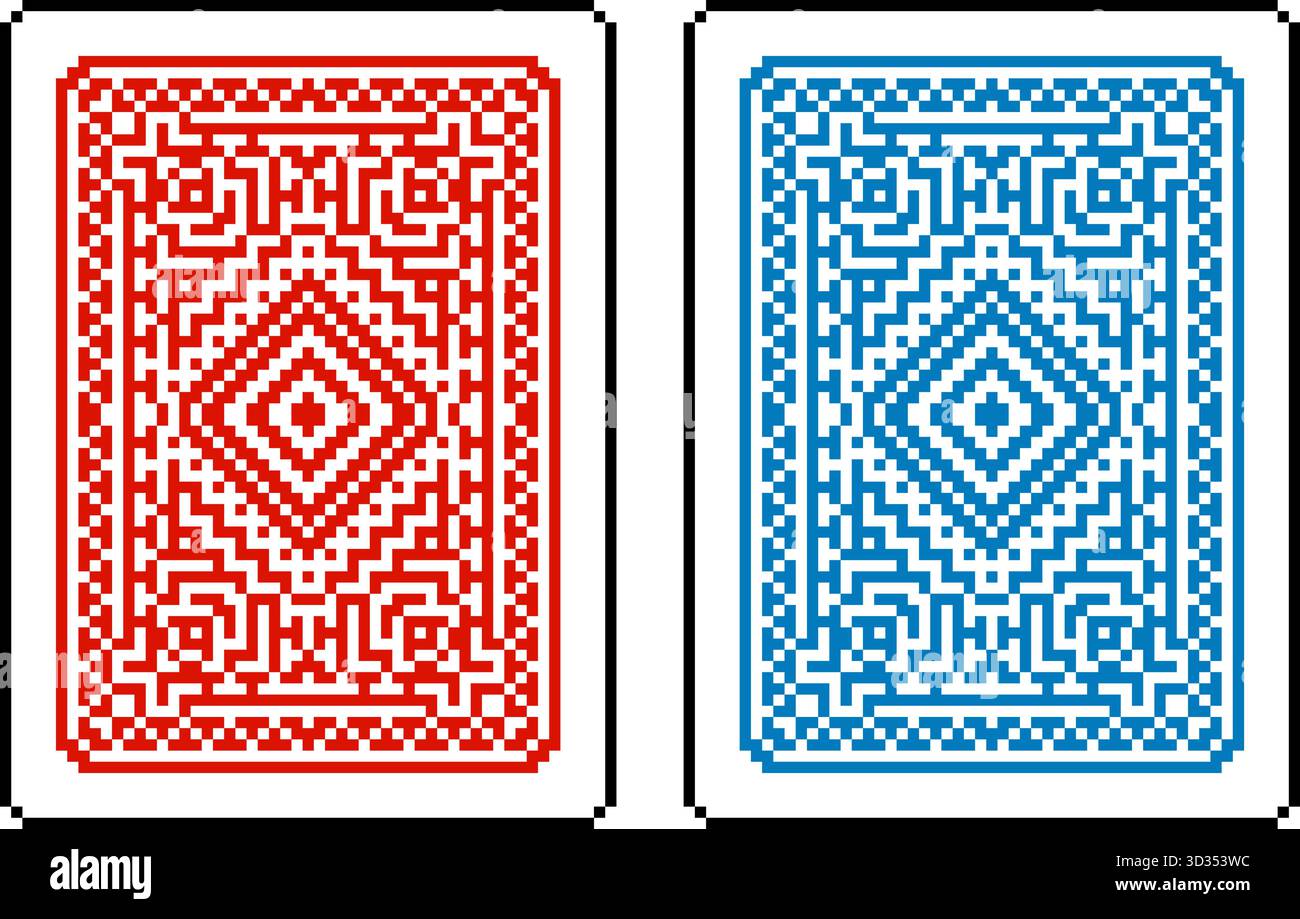 Pixelart-Stil Spielkarten Zurück Umgekehrtes Design Stock Vektor