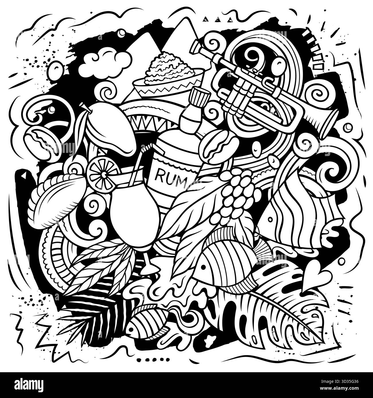 Puerto Rico Cartoon Vektor Kritzelillustration Stock Vektor