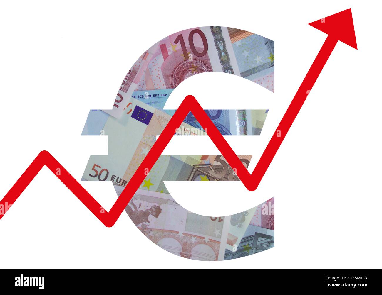 Der Euro steigt Stockfoto