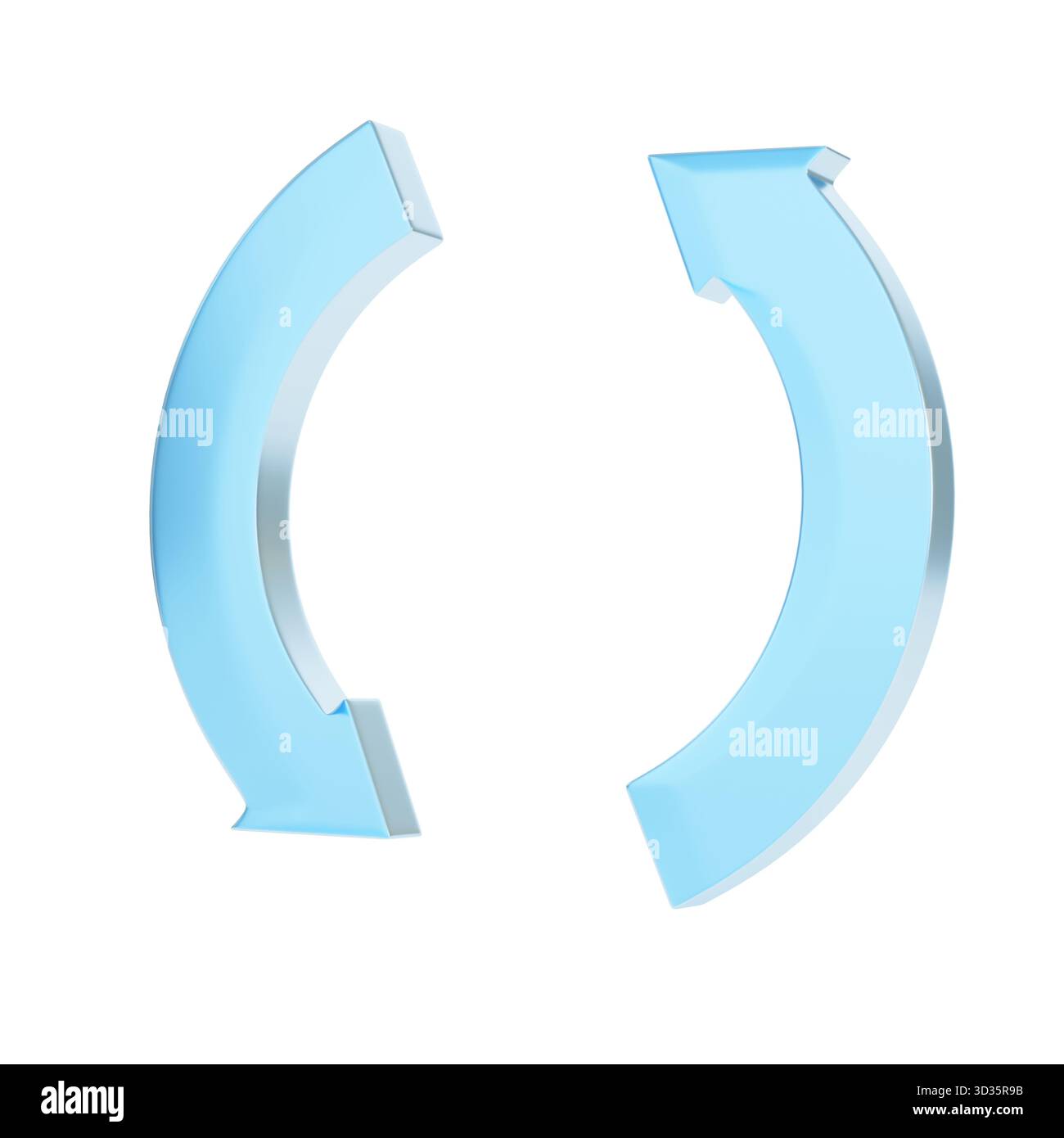 Kristallrecycling-Symbol auf weißem Hintergrund. 3D-Abbildung. Stockfoto