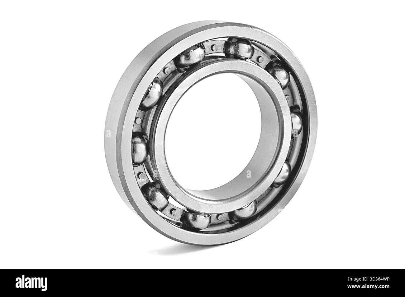 Kugellager auf weißem Hintergrund, Nahaufnahme selektiver Fokus Stockfoto