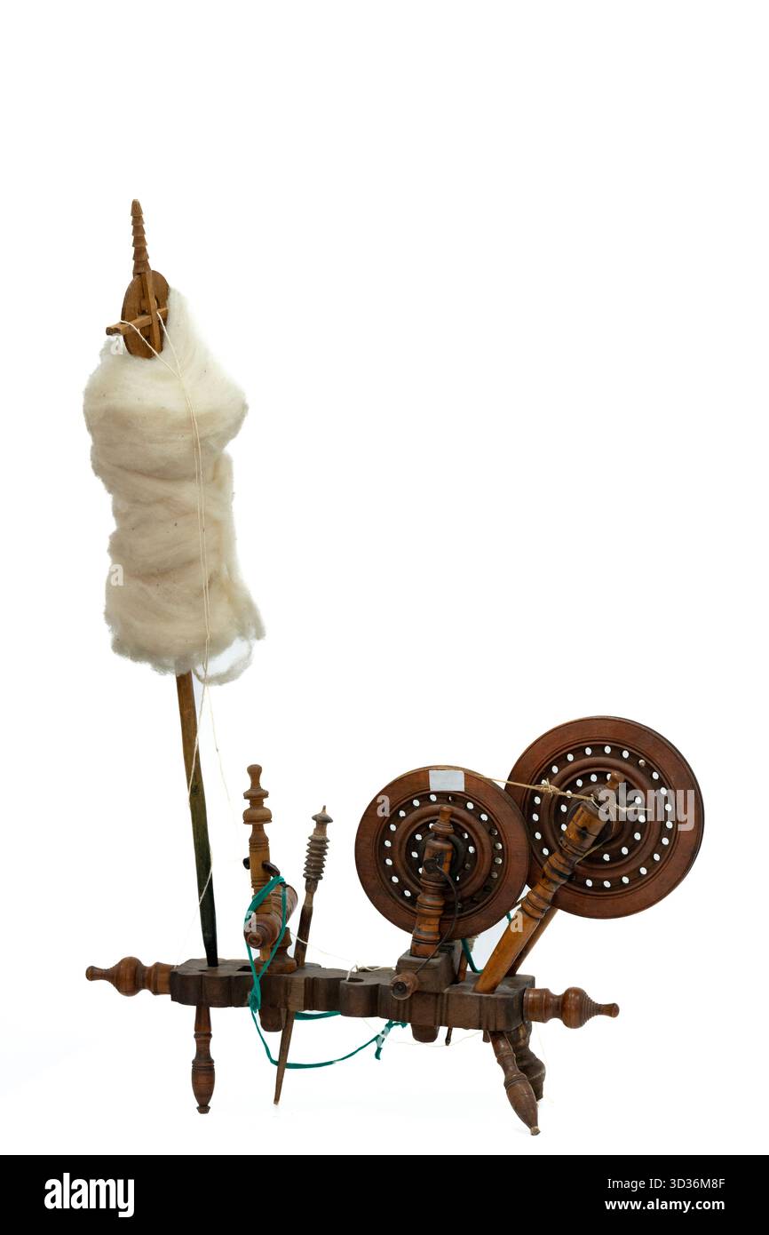 Die Spindel der Zeit. Isoliert auf weißem Hintergrund. Stockfoto