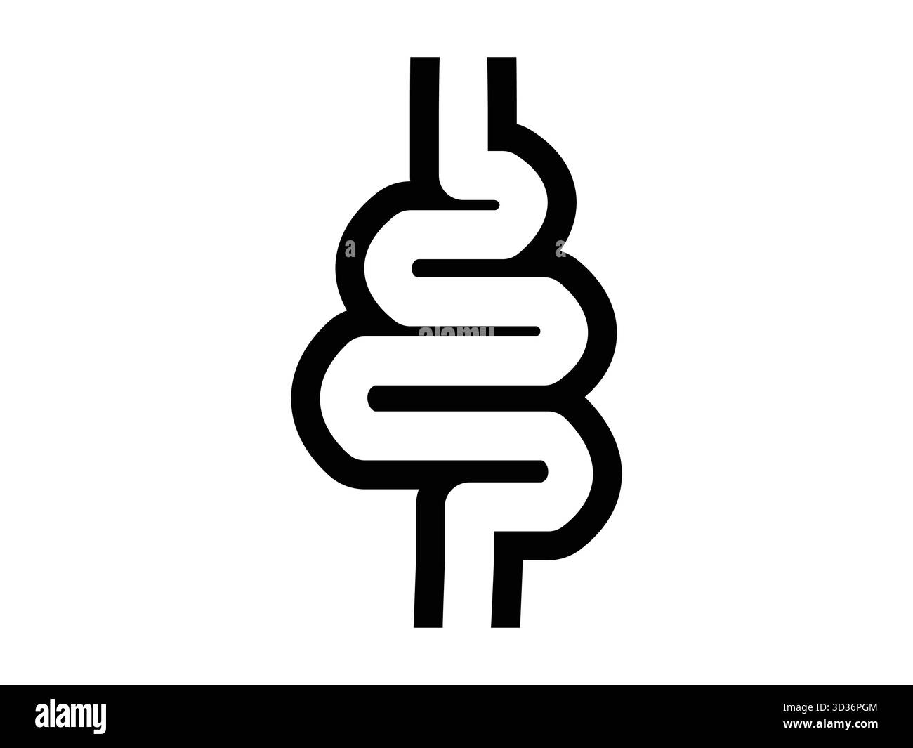 Professionelles Darmpstipationssymbol im Vektorstil. Detaillierte Darmbilderung mit Verdauungssystem und Magenkonzept. Perfekt für medizinische, Stock Vektor