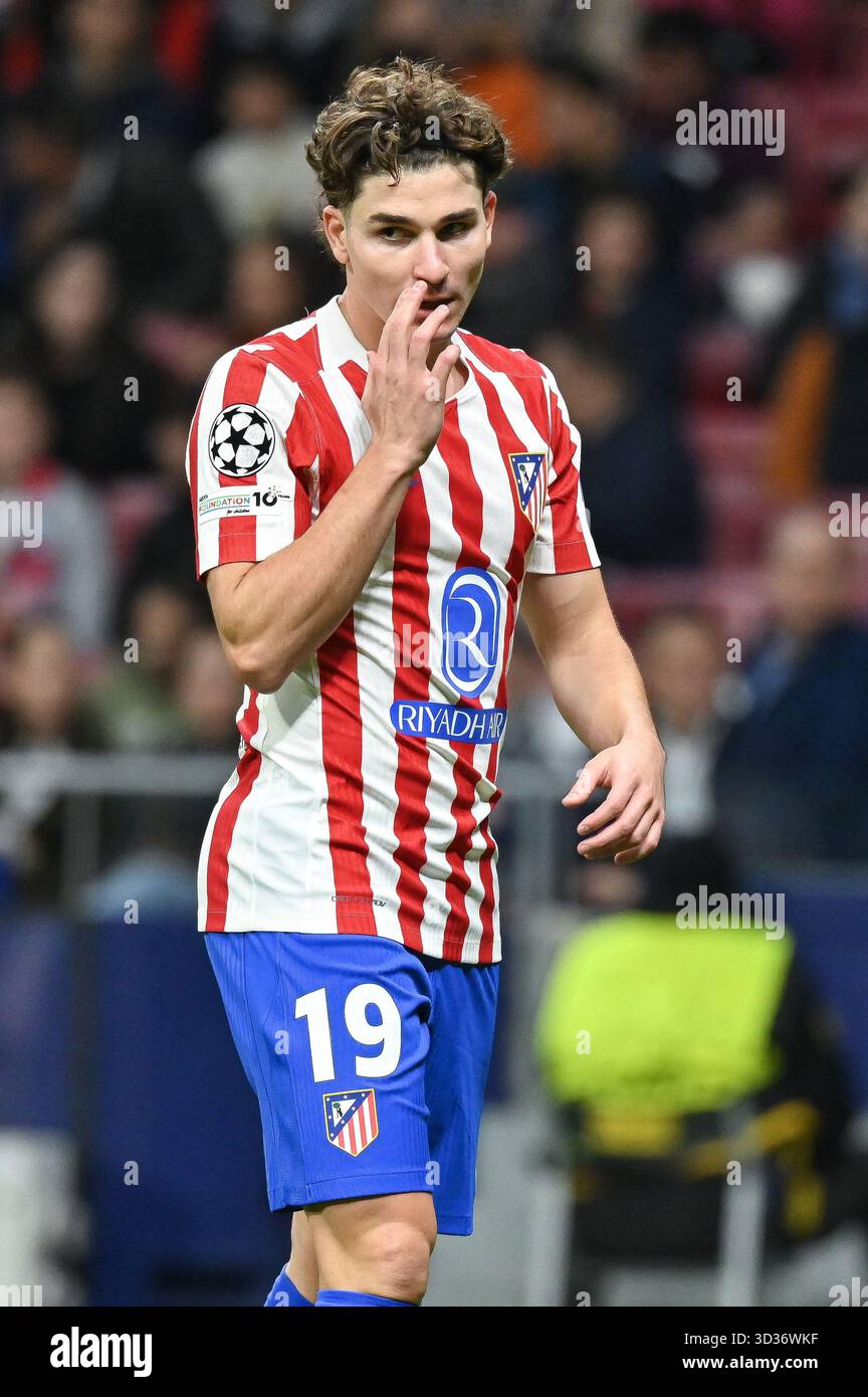 Julian Alvarez von Atletico de Madrid während des UEFA Champions League-Spiels Atletico de Madrid gegen R Union Saint Gilloise im Estadio Metropolitano on Stockfoto