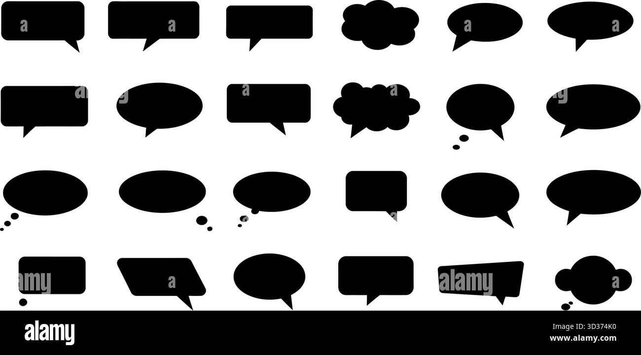 Schwarze Sprach-Bubble-Symbole setzen Silhouette-Vektor-Kollektion Stock Vektor