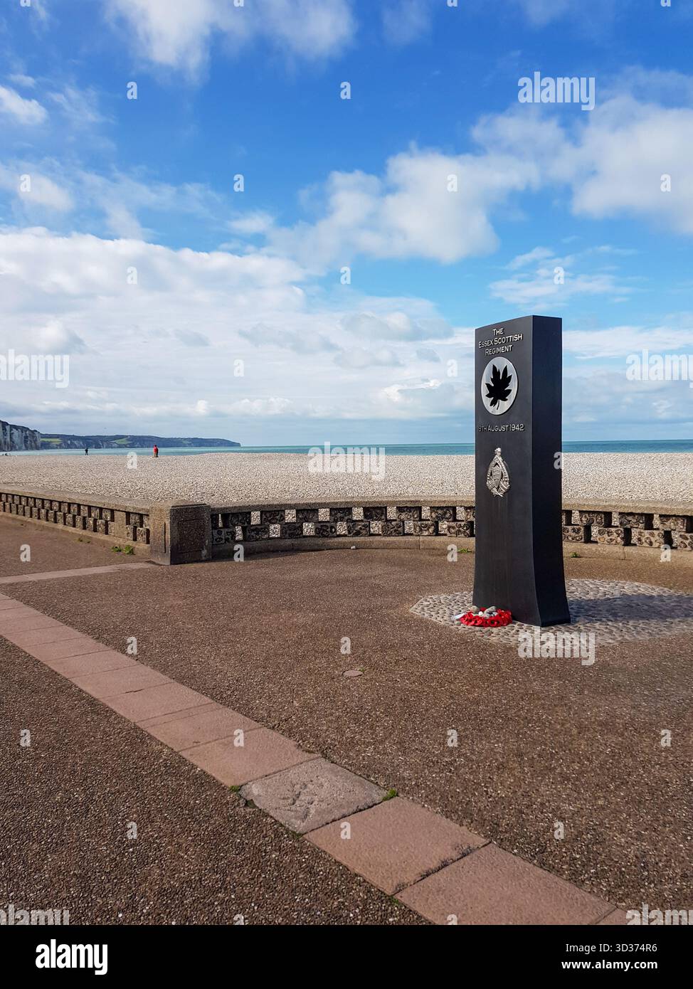 Red Beach Memorial Dieppe, Frankreich zu Ehren der kanadischen Soldaten des Dieppe RAID II. Weltkrieg, Historic war Monument Normandie Coast The Essex Scottish 1942 Stockfoto