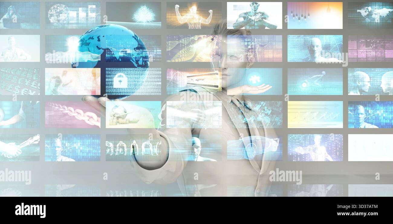 Globale Integration der Technologien als Konzept Stockfoto